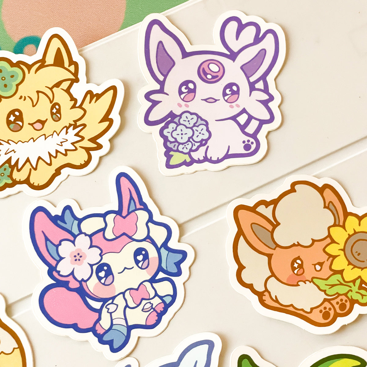 floral eeveelutions - vinyl stickers