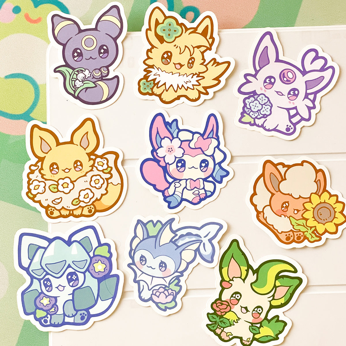 floral eeveelutions - vinyl stickers