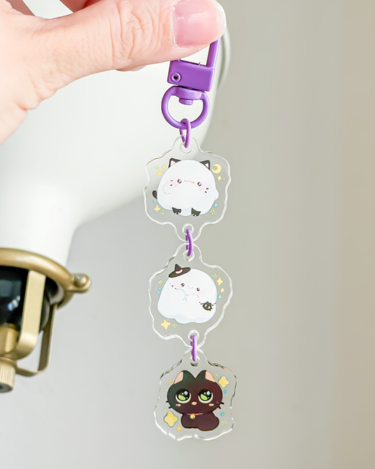 cat and ghosties - linked charm