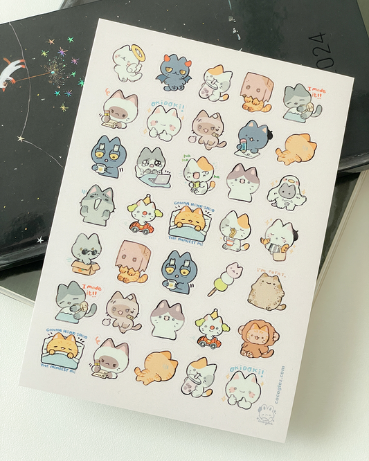 more cat moods - sticker sheet