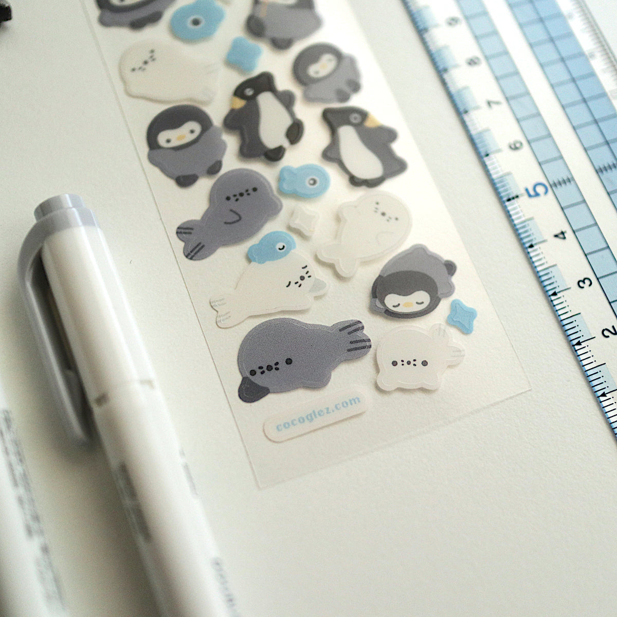 baby penguin and seal - sticker sheet